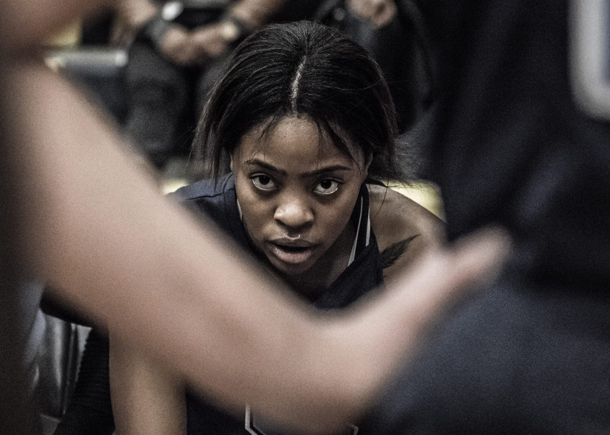 TORONTO, ON - Nov. 12, 2016 - Theresa Brown of the Sheridan Bruins looks onward at her teammates during a time-out.