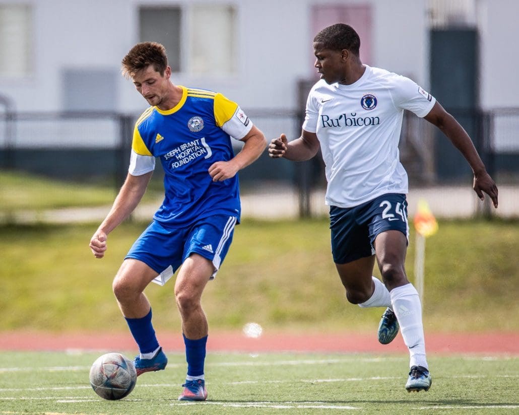 League1 Ontario soccer game between Burlington SC and the Oakville Blue Devils