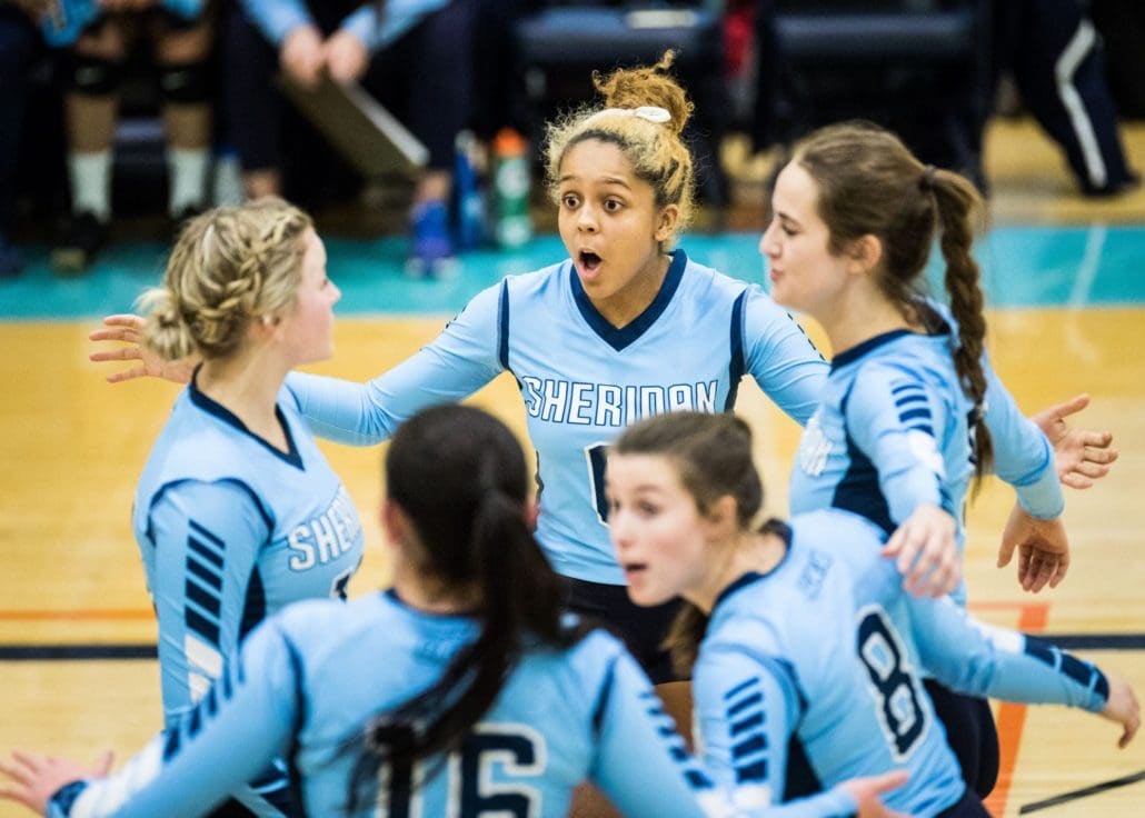 Ontario Colleges Athletic Association volleyball game between the Sheridan Bruins and the St. Clair Saints