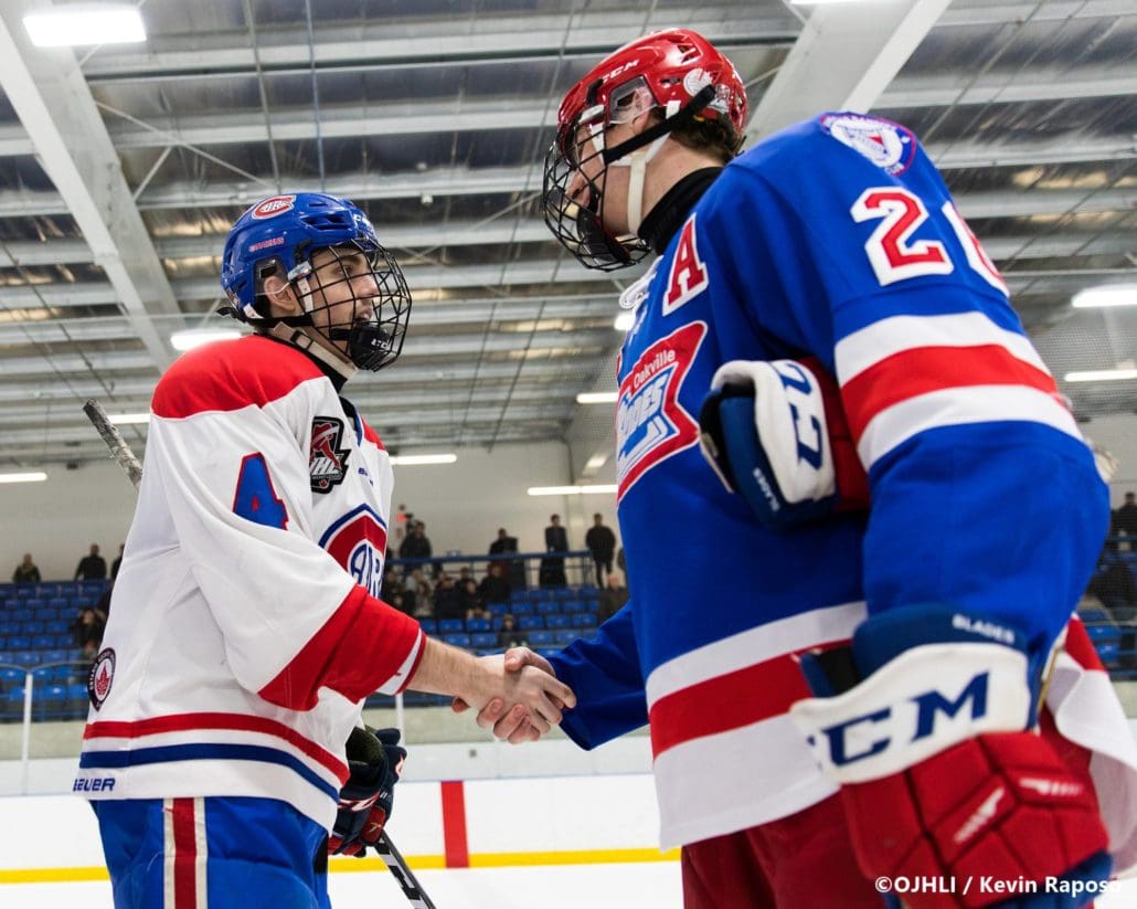 Ontario Junior Hockey League, post-season first round. Game six of the best of seven series between the Oakville Blades and Toronto Jr. Canadiens