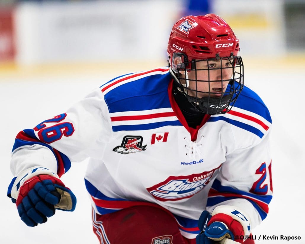 Ontario Junior Hockey League, post-season first round. Game five of the best of seven series between the Toronto Jr. Canadiens and Oakville Blades