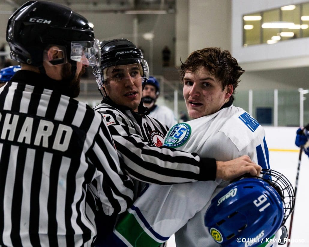 Sports Photography – OJHL (Ontario Junior Hockey League) Men’s Hockey, St. Michael’s Buzzers vs. Burlington Cougars in Burlington, Ontario, Canada at Appleby Ice Centre