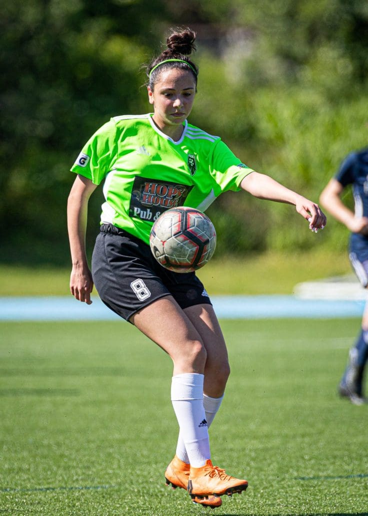 Sports Photography – League1 Ontario Regular Season, Women's Soccer, DeRo United vs. Oakville Blue Devils in Oakville, Ontario, Canada at Sheridan College (Trafalgar Campus)