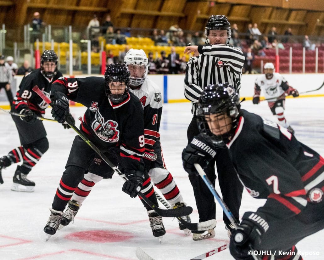 Sports Photography – Ontario Junior Hockey League, Regular Season, Men's Hockey, Georgetown Raiders and Mississauga Chargers in Mississauga, Ontario, Canada at Port Credit Memorial Arena