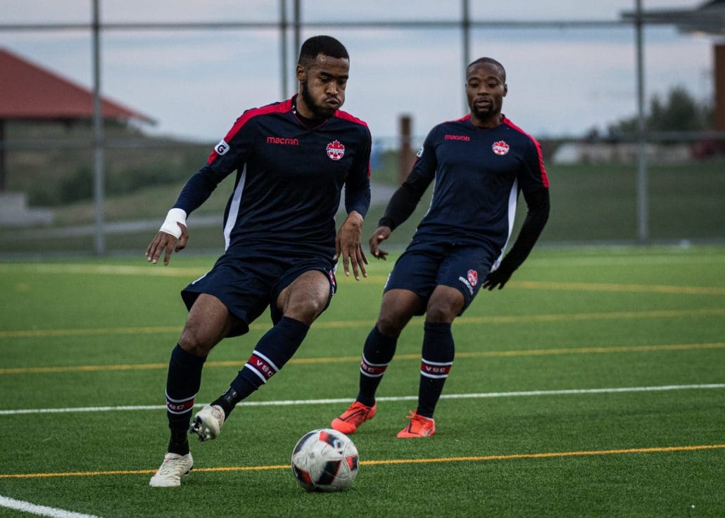 Sports Photography – League1 Ontario Playoffs, Men's Soccer, Woodbridge Strikers and Oakville Blue Devils in Oakville, Ontario, Canada at Bronte Athletic Park