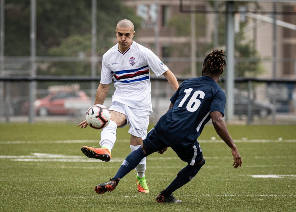 Sports Photography – League1 Ontario Playoffs, Men's Soccer, Woodbridge Strikers and Oakville Blue Devils in Oakville, Ontario, Canada at Bronte Athletic Park