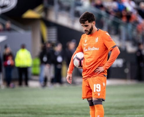 Sports Photography – Canadian Premier League Finals, First Leg, Men's Soccer, Cavalry FC and Forge FC in Hamilton, Ontario, Canada at Tim Hortons Field