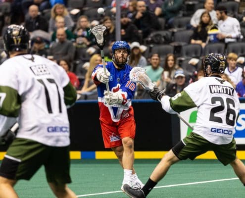 Sports Photography – National Lacrosse League, Regular Season, Men's Lacrosse, Rochester Knighthawks and Toronto Rock in Toronto, Ontario, Canada at Scotiabank Arena