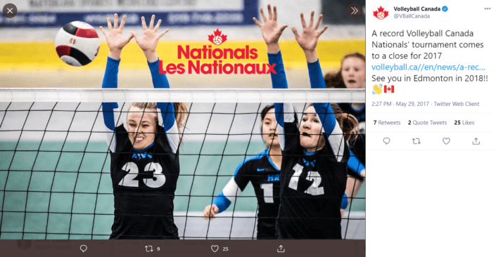 Volleyball Canada - Post on Social Media
