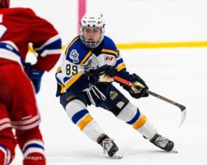 Sports Photography – Ontario Junior Hockey League, Regular Season, Men's Hockey, Collingwood Blues and Oakville Blades in Oakville, Ontario, Canada at Sixteen Mile Sports Complex
