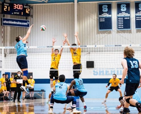 OCAA Volleyball game between the Sheridan Bruins and the Cambrian Golden Shield