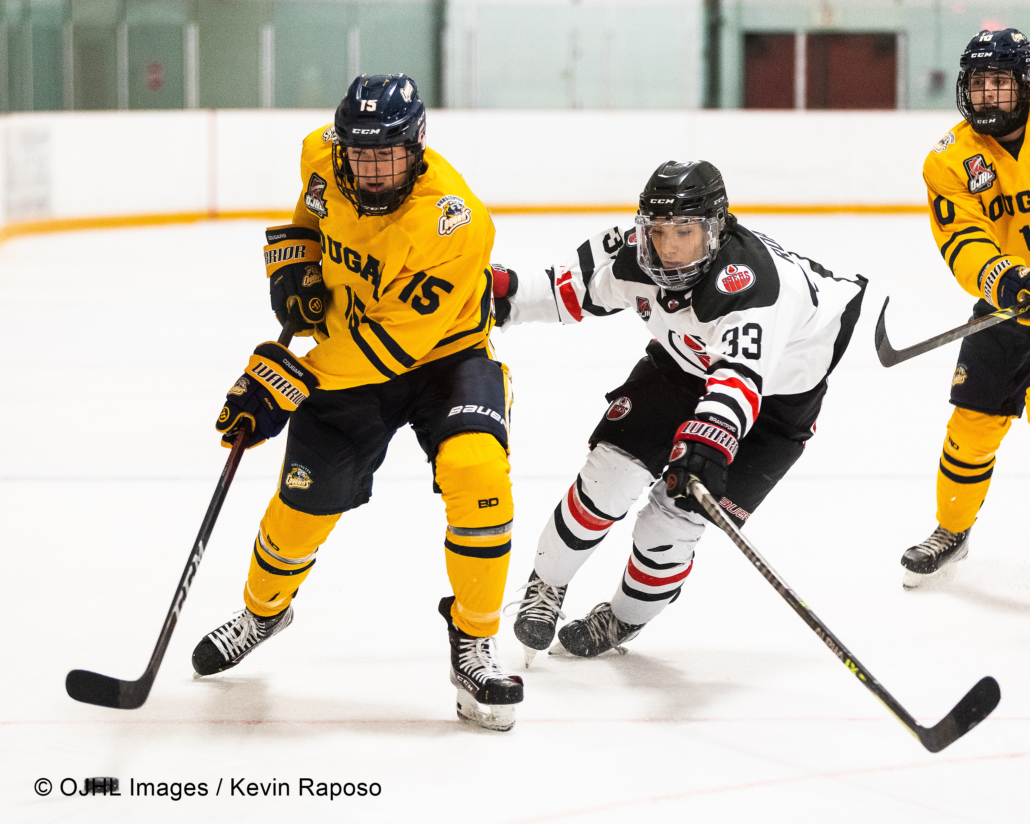 Ontario Junior Hockey League regular season game between the Brantford 99ers and the Burlington Cougars