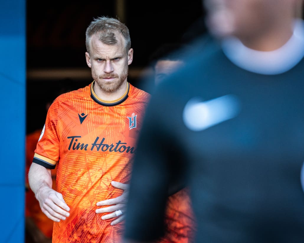 HAMILTON, ON - Apr 13, 2024: Canadian Premier League soccer game between Forge FC and Cavalry FC, Kyle Bekker (#10) Midfielder for Forge FC during the second half. (Photo by Kevin Raposo / kevinraposo.com)