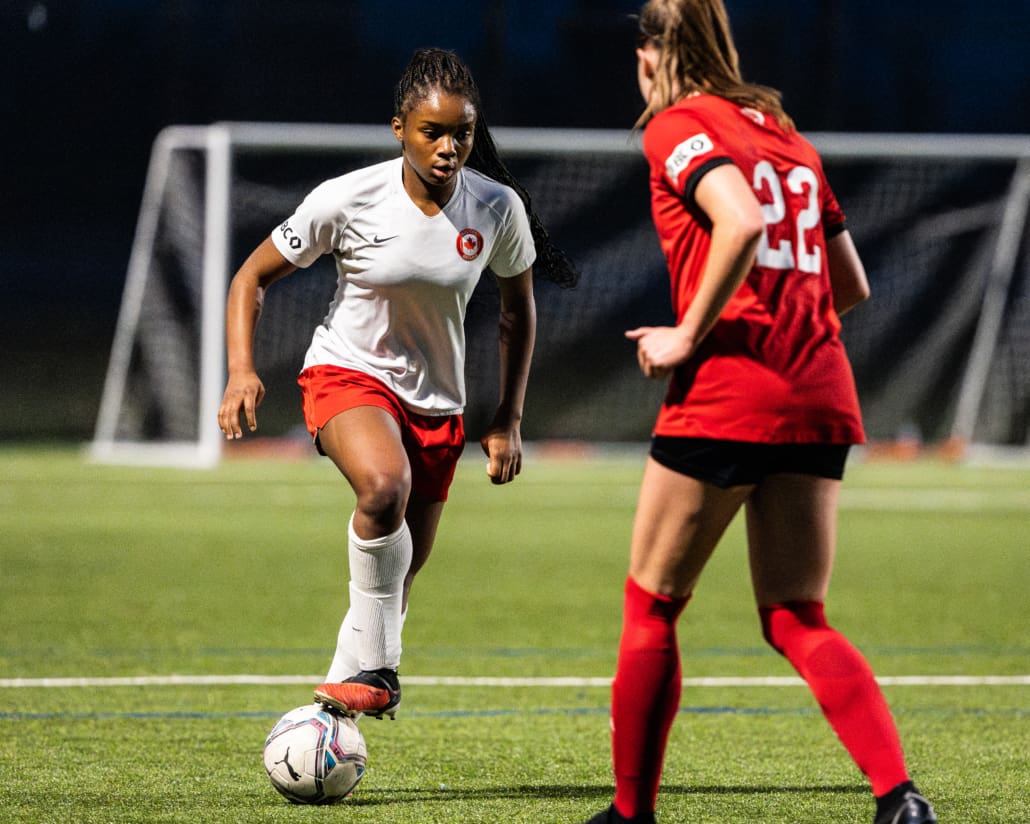 League1 Ontario action between NDC Ontario and North Mississauga SC on May 4, 2024 at Churchill Meadows in Mississauga