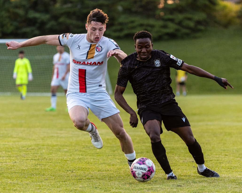 League1 Ontario soccer action between Borough FC and Guelph United on May 15, 2024 at Centennial Bowl in Guelph