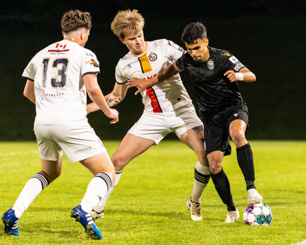 League1 Ontario soccer action between Borough FC and Guelph United on May 15, 2024 at Centennial Bowl in Guelph