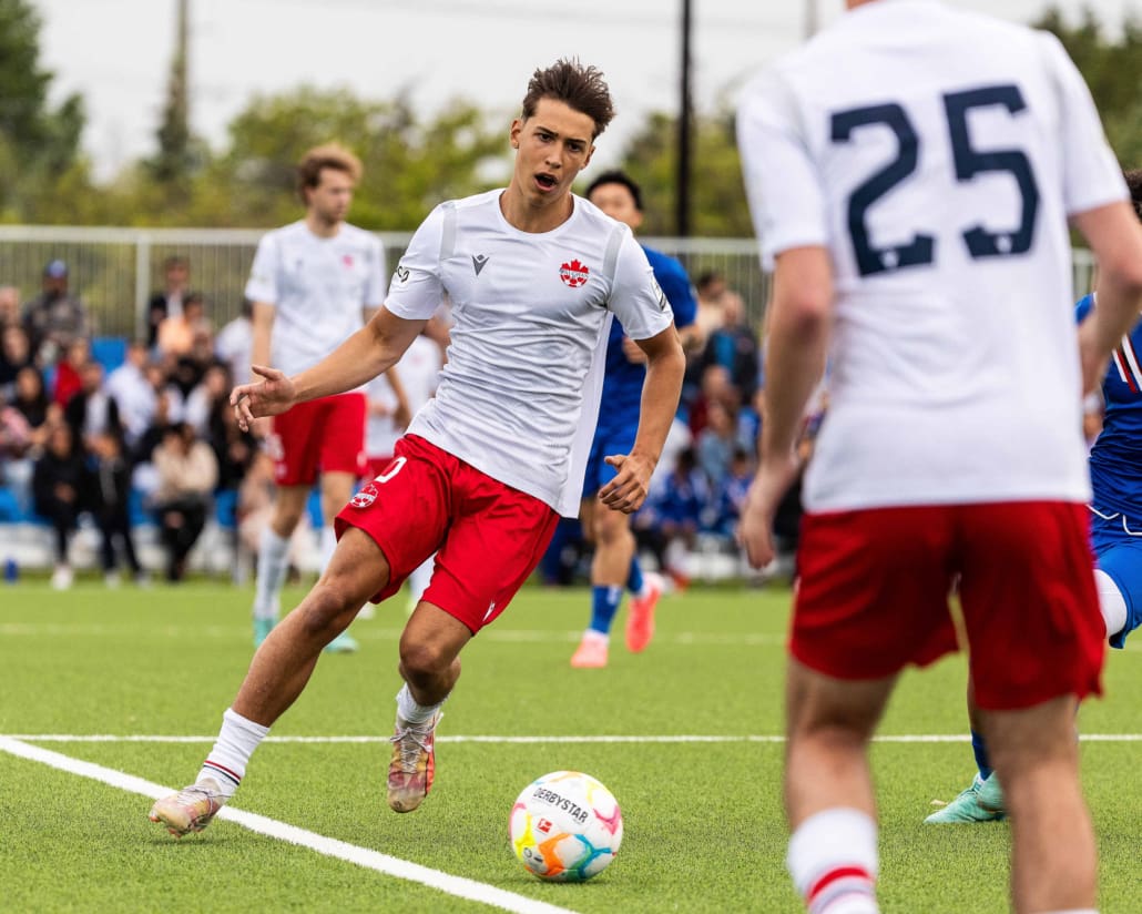 League1 Ontario soccer action between Vaughan Azzurri and Woodbridge Strikers on May 26, 2024 at Vaughan Grove Sports Park in Vaughan