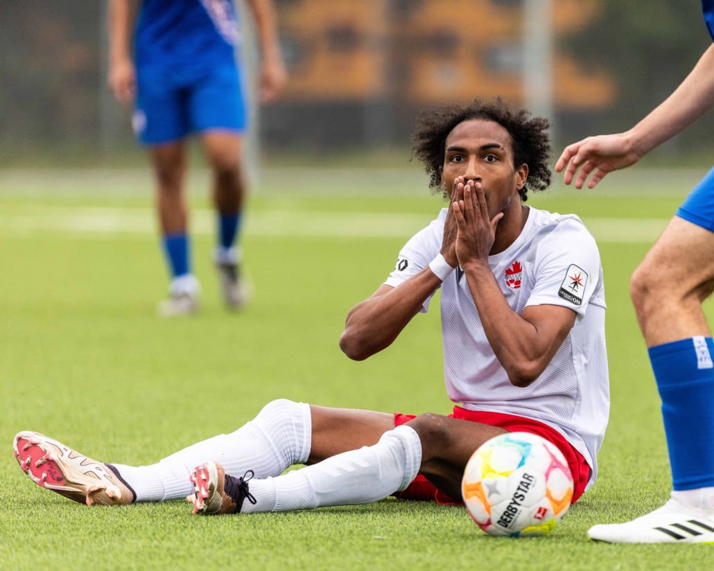 League1 Ontario soccer action between Vaughan Azzurri and Woodbridge Strikers on May 26, 2024 at Vaughan Grove Sports Park in Vaughan