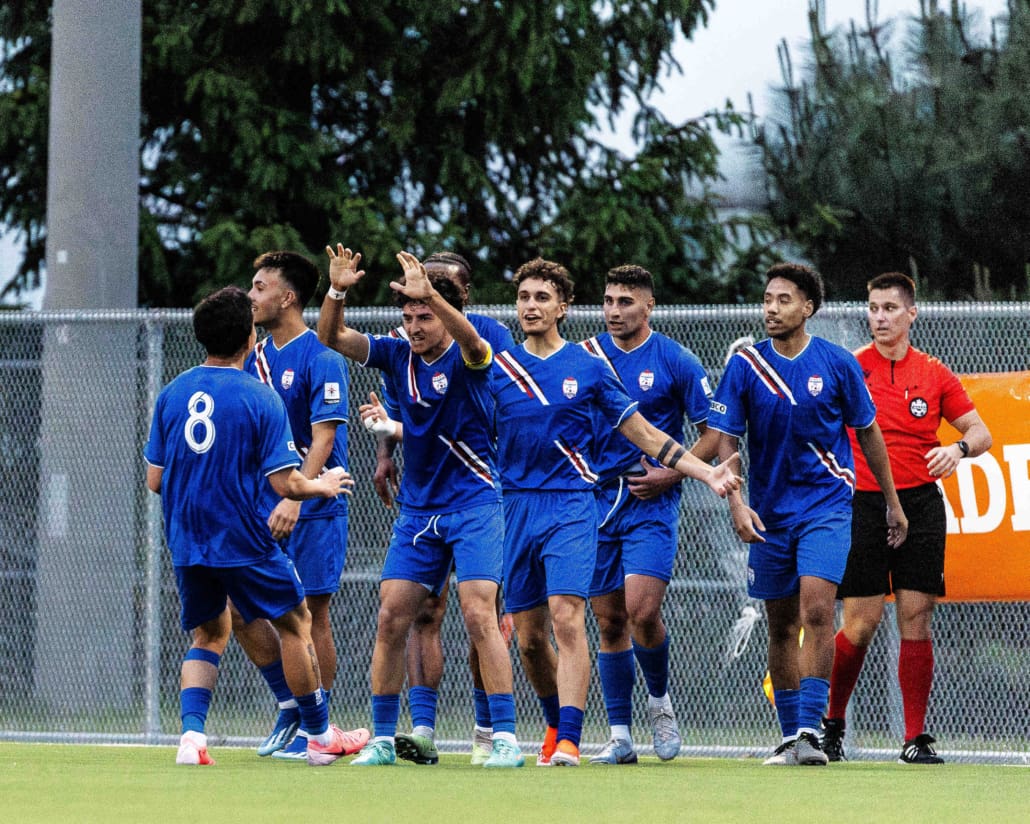 League1 Ontario soccer action between Vaughan Azzurri and Woodbridge Strikers on May 26, 2024 at Vaughan Grove Sports Park in Vaughan