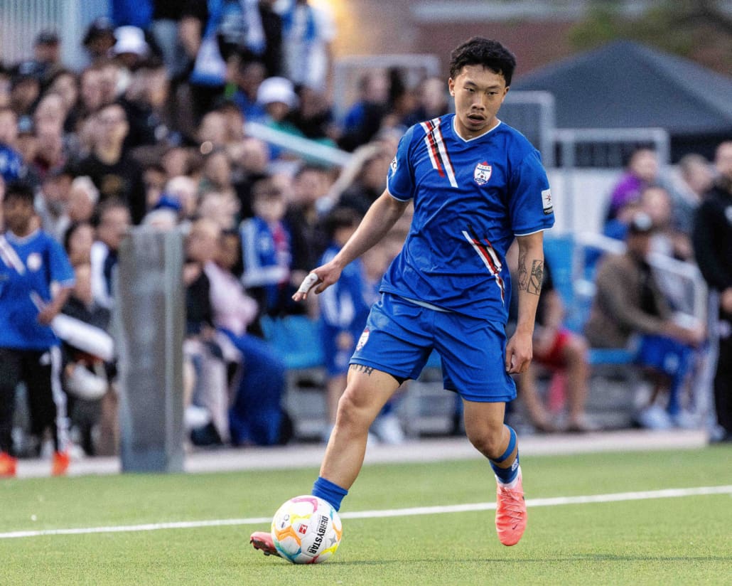 League1 Ontario soccer action between Vaughan Azzurri and Woodbridge Strikers on May 26, 2024 at Vaughan Grove Sports Park in Vaughan