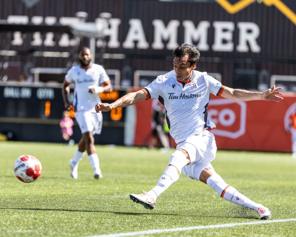 Canadian Premier League soccer action between Valour FC and Forge FC on June 22, 2024 at Tim Hortons Field in Hamilton