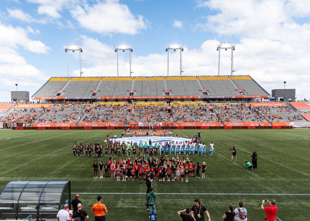 Canadian Premier League soccer action between Valour FC and Forge FC on June 22, 2024 at Tim Hortons Field in Hamilton