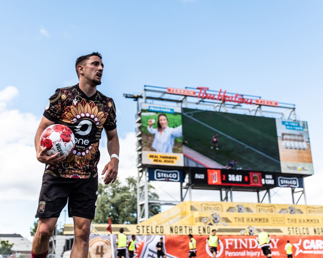 Canadian Premier League soccer action between Valour FC and Forge FC on June 22, 2024 at Tim Hortons Field in Hamilton