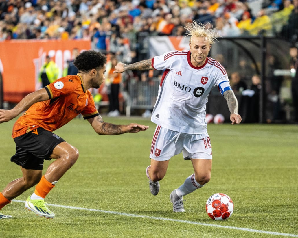 Canadian Championship action between Toronto FC and Forge FC on July 10, 2024 at Tim Hortons Field in Hamilton.