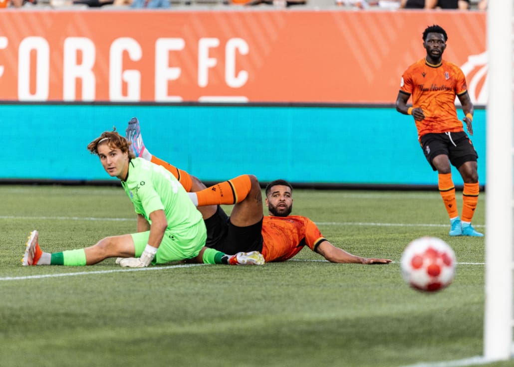 Canadian Premier League soccer game between Forge FC and HFX Wanderers FC on August 14, 2024 at Tim Hortons Field in Hamilton.