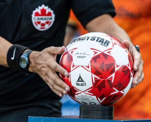 Canadian Premier League soccer game between Forge FC and HFX Wanderers FC on August 14, 2024 at Tim Hortons Field in Hamilton.