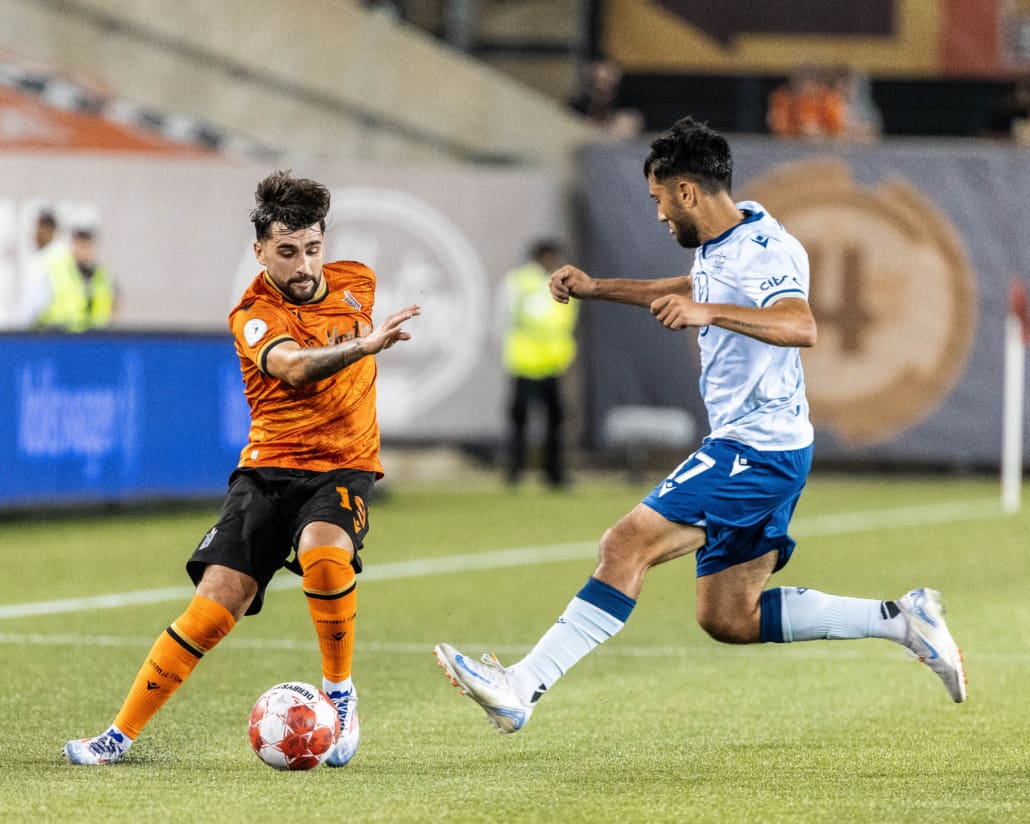 Canadian Premier League soccer game between Forge FC and HFX Wanderers FC on August 14, 2024 at Tim Hortons Field in Hamilton.