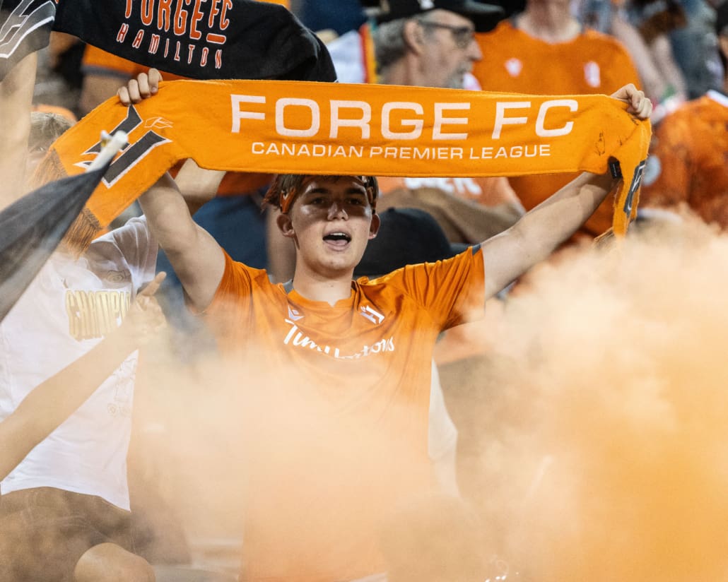 Canadian Premier League soccer game between Forge FC and HFX Wanderers FC on August 14, 2024 at Tim Hortons Field in Hamilton.