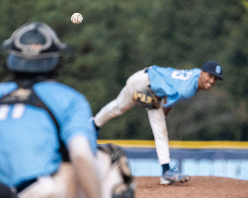 Ontario Colleges Athletic Association (OCAA) baseball action between Sault and Sheridan on September 21, 2024 at Quenippenon Meadows Community Park