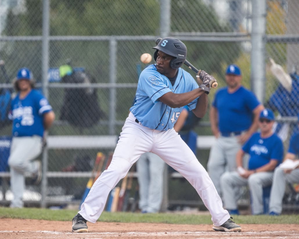 Ontario Colleges Athletic Association (OCAA) baseball action between Sault and Sheridan on September 21, 2024 at Quenippenon Meadows Community Park