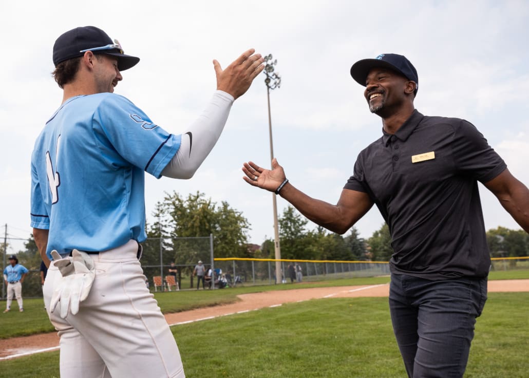 Ontario Colleges Athletic Association (OCAA) baseball action between Sault and Sheridan on September 21, 2024 at Quenippenon Meadows Community Park