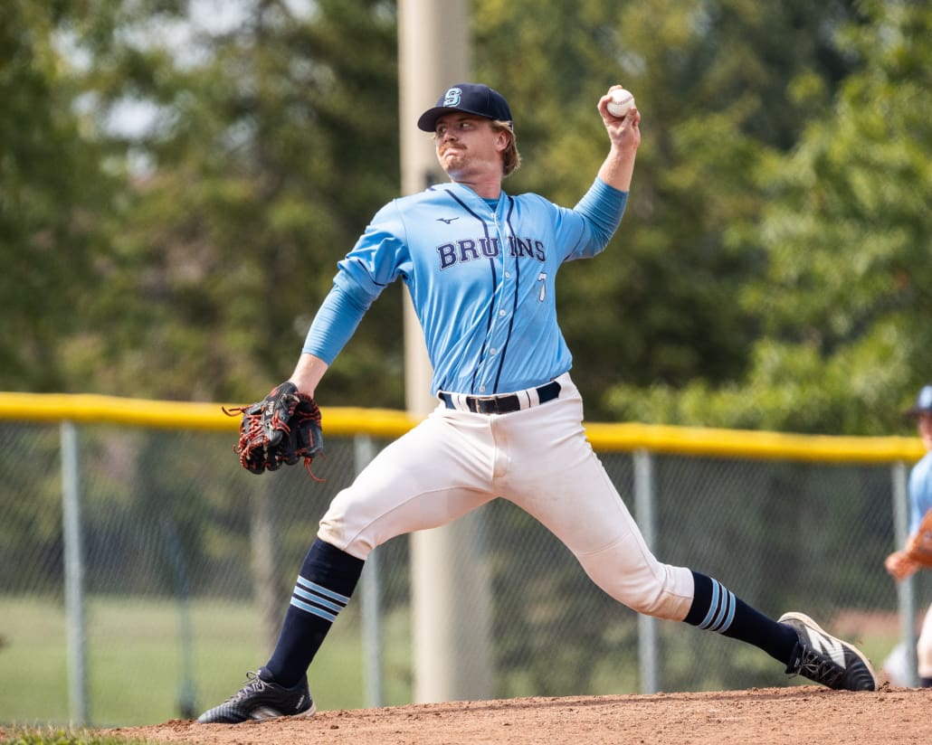 Ontario Colleges Athletic Association (OCAA) baseball action between Sault and Sheridan on September 21, 2024 at Quenippenon Meadows Community Park