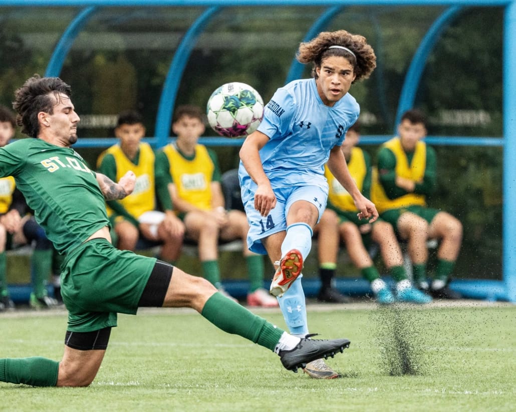 Ontario Colleges Athletic Association (OCAA) soccer action between St. Clair and Sheridan on September 28, 2024 at Sheridan College