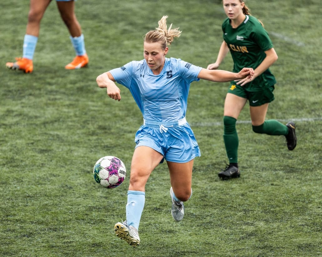 Ontario Colleges Athletic Association (OCAA) soccer action between St. Clair and Sheridan on September 28, 2024 at Sheridan College