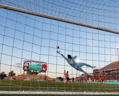 Canadian Premier League semi-final soccer action between Atlético Ottawa and Forge FC on November 2, 2024 at Tim Hortons Field in Hamilton