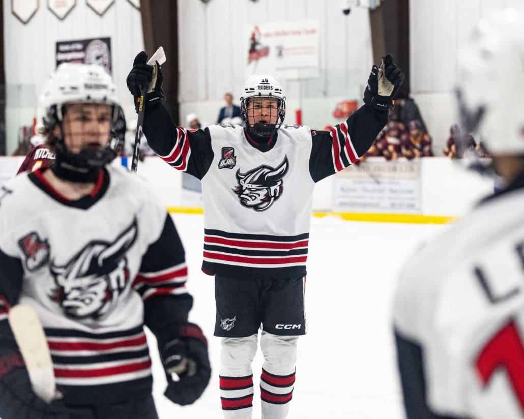 Ontario Junior Hockey League (OJHL) action between the Caledon Admirals and the Georgetown Raiders on January 18, 2025 in Georgetown