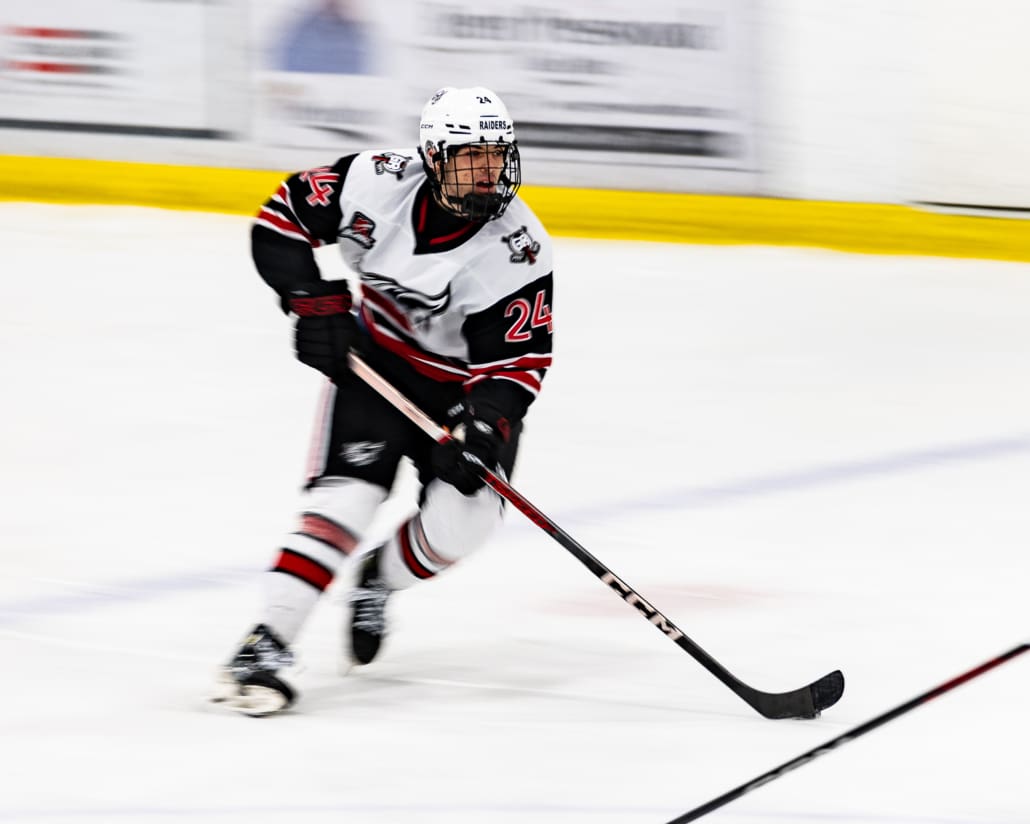 Ontario Junior Hockey League (OJHL) action between the Caledon Admirals and the Georgetown Raiders on January 18, 2025 in Georgetown