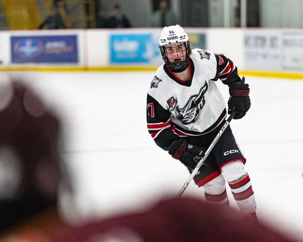 Ontario Junior Hockey League (OJHL) action between the Caledon Admirals and the Georgetown Raiders on January 18, 2025 in Georgetown