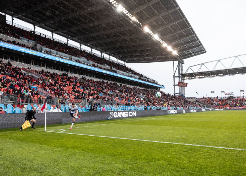 Major League Soccer action between the Vancouver Whitecaps and Toronto FC on March 29, 2025 at BMO Field in Toronto