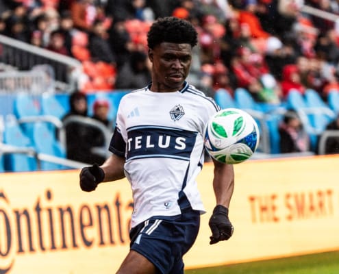 Major League Soccer action between the Vancouver Whitecaps and Toronto FC on March 29, 2025 at BMO Field in Toronto