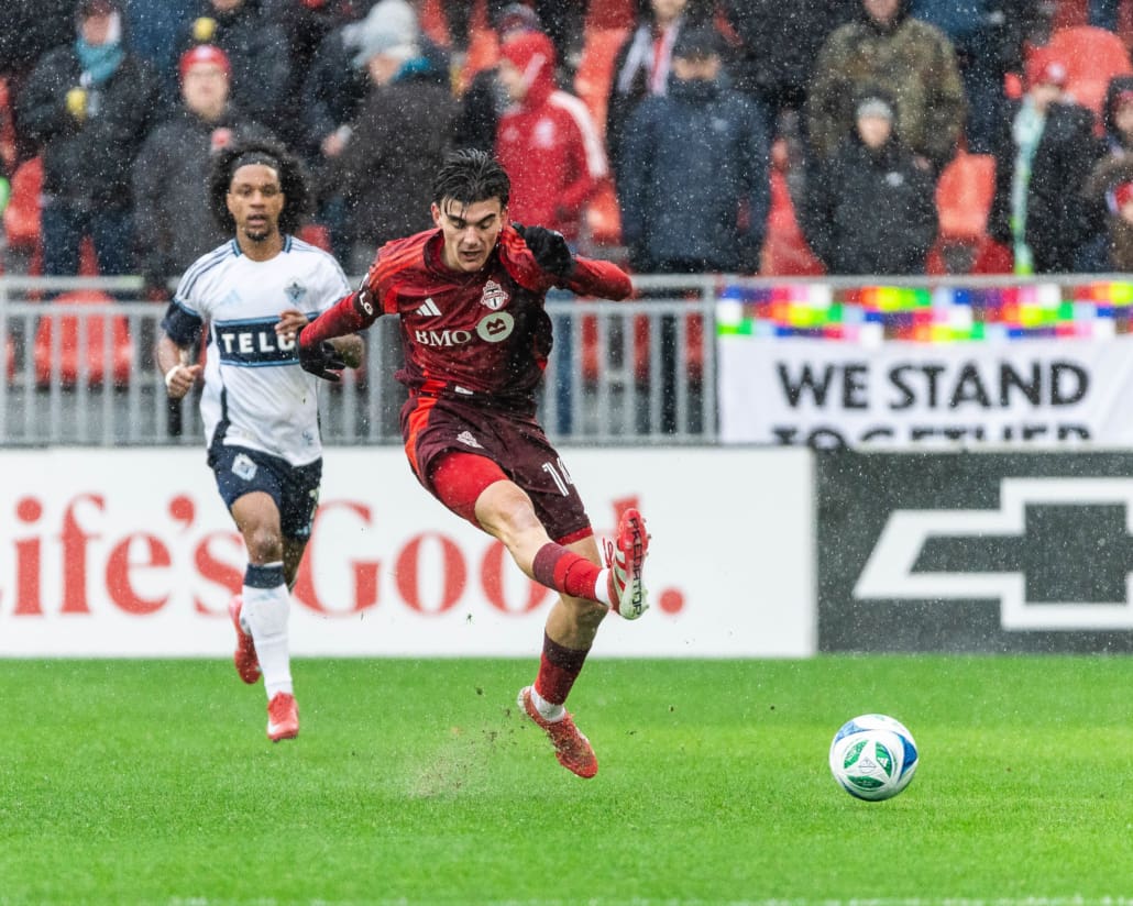 Major League Soccer action between the Vancouver Whitecaps and Toronto FC on March 29, 2025 at BMO Field in Toronto