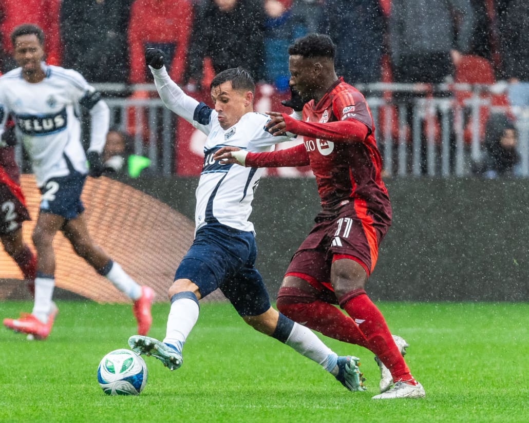 Major League Soccer action between the Vancouver Whitecaps and Toronto FC on March 29, 2025 at BMO Field in Toronto
