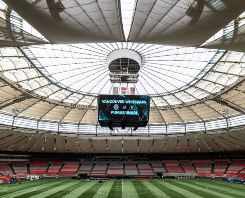CONCACAF Champions Cup soccer action between Pumas UNAM and the Vancouver Whitecaps on April 2, 2025 at BC Place in Vancouver