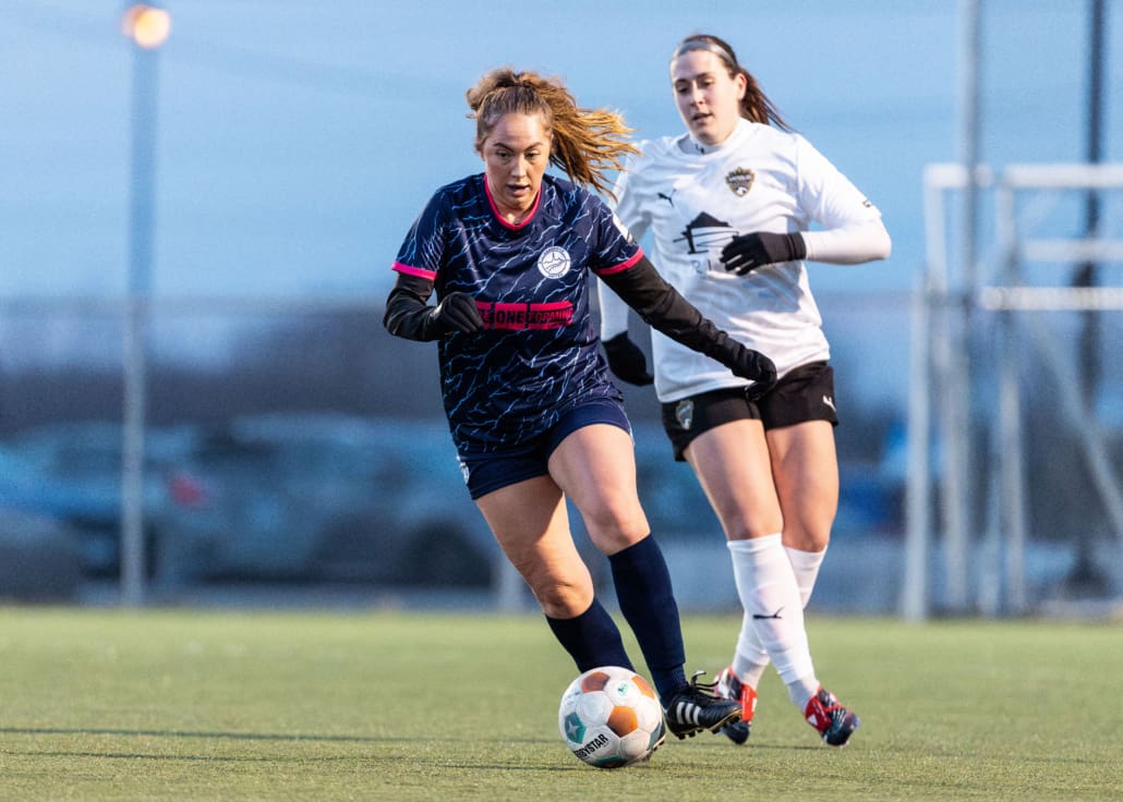 League1 Ontario soccer action between Cambridge United and Waterloo United on April 9, 2025 at RIM Park in Waterloo