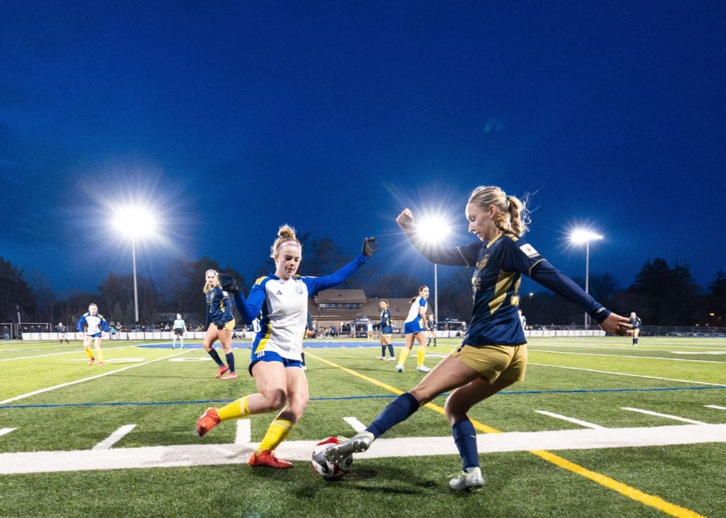 League1 Ontario soccer action between Burlington SC and Oakville SC on April 12, 2025 at Bronte Athletic Park in Oakville