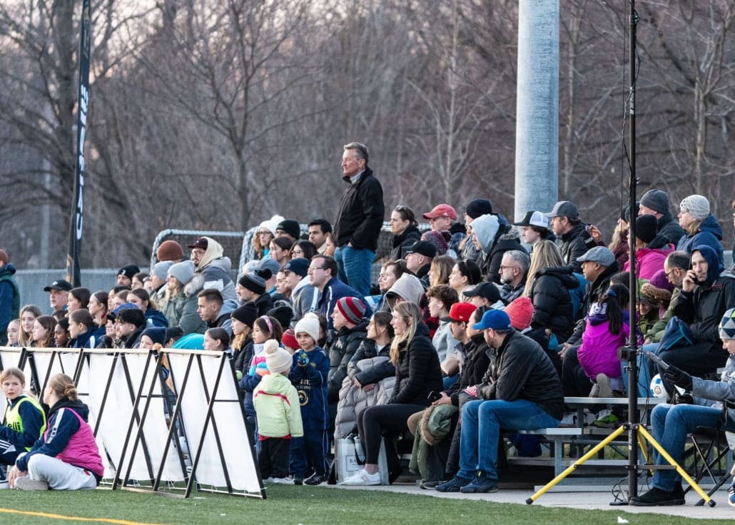 League1 Ontario soccer action between Burlington SC and Oakville SC on April 12, 2025 at Bronte Athletic Park in Oakville